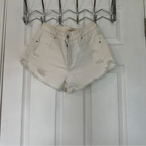 Pacsun high rise white jean shorts